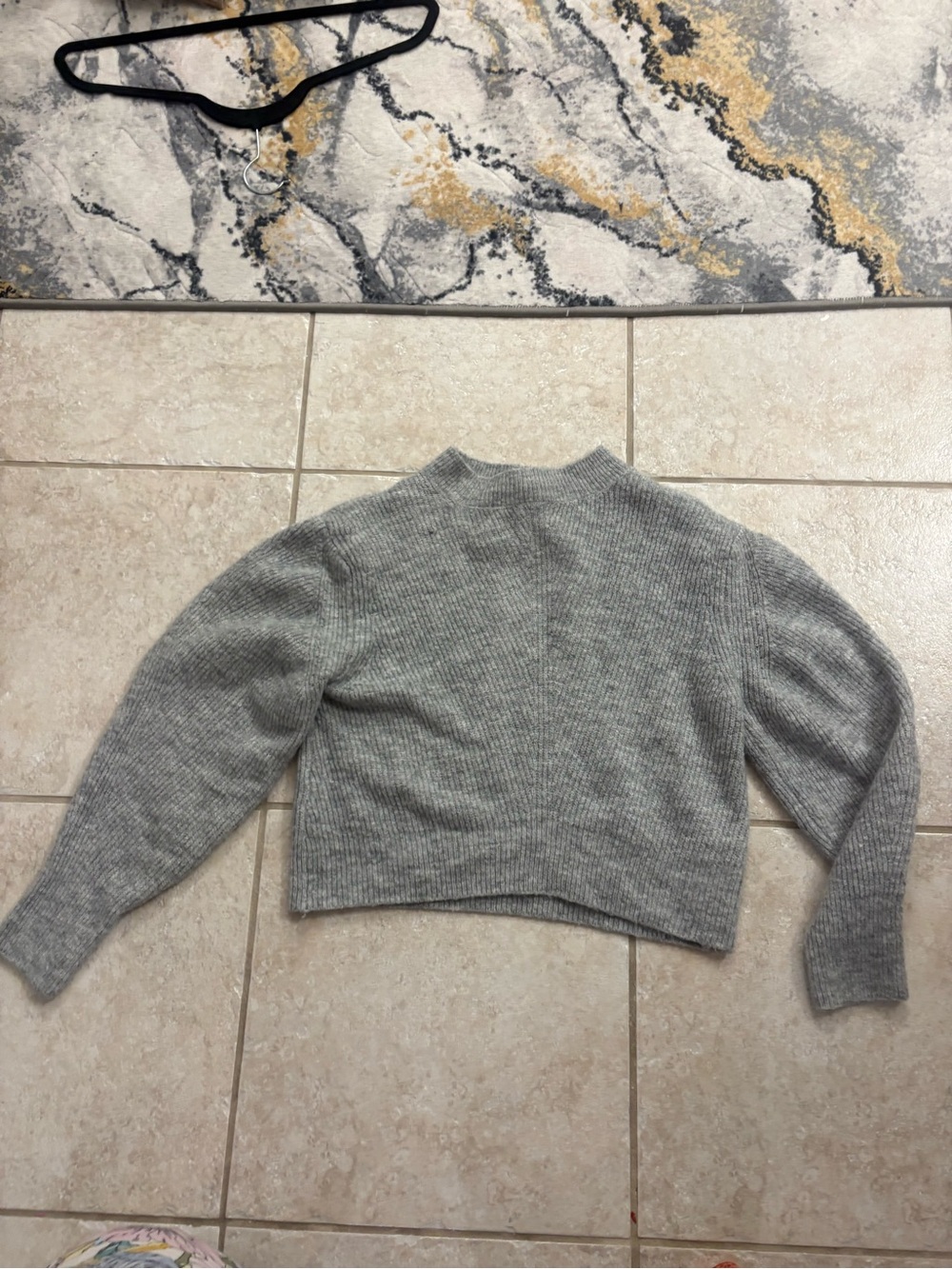 Topshop Gray Cropped mock neck Sweater medium